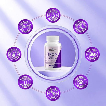 Ferrous Sulfate 325mg (Iron 65mg), High Potency Iron Supplement for Women and Men, Iron Pills with Vitamin C, Ferrous Sulfate, Non-GMO - 240 Tablets Made in USA