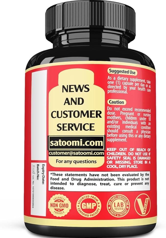 Satoomi 10in1 Mushroom Supplement Complex - Lions Mane, Cordyceps, Reishi, Chaga - Brain Supplements for Memory and Focus - 3 Month Supply