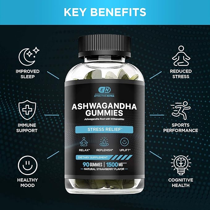 Ashwagandha Gummies 1500mg | Stress Relief, Immune Support, Calm Mood, Energy | Natural Berry Flavor | 90-Day Supply | Vegan, Gluten-Free, Non-GMO | Supplement for Men & Women (2-Pack)