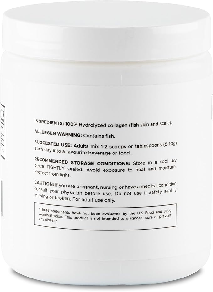 DeepMarine Collagen 100% Canadian Made Collagen Peptides, Wild-Caught Collagen Powder, Hydrolyzed Marine Collagen - 30 Day Supply - Gluten-Free, Tasteless, Odourless, Keto and Paleo Friendly