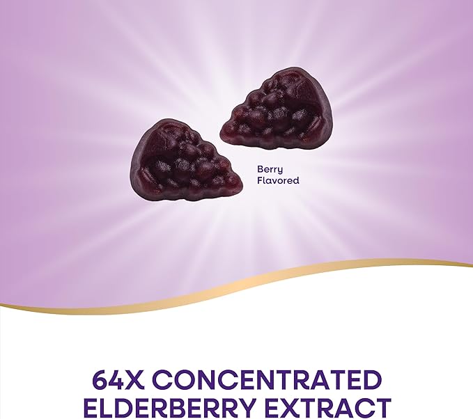 Nature’s Way Sambucus Elderberry Immune Gummies, Daily Immune Support for Kids and Adults*, with Vitamin C, Vitamin D3, Zinc, Gluten Free, Vegetarian, 60 Gummies (Packaging May Vary)