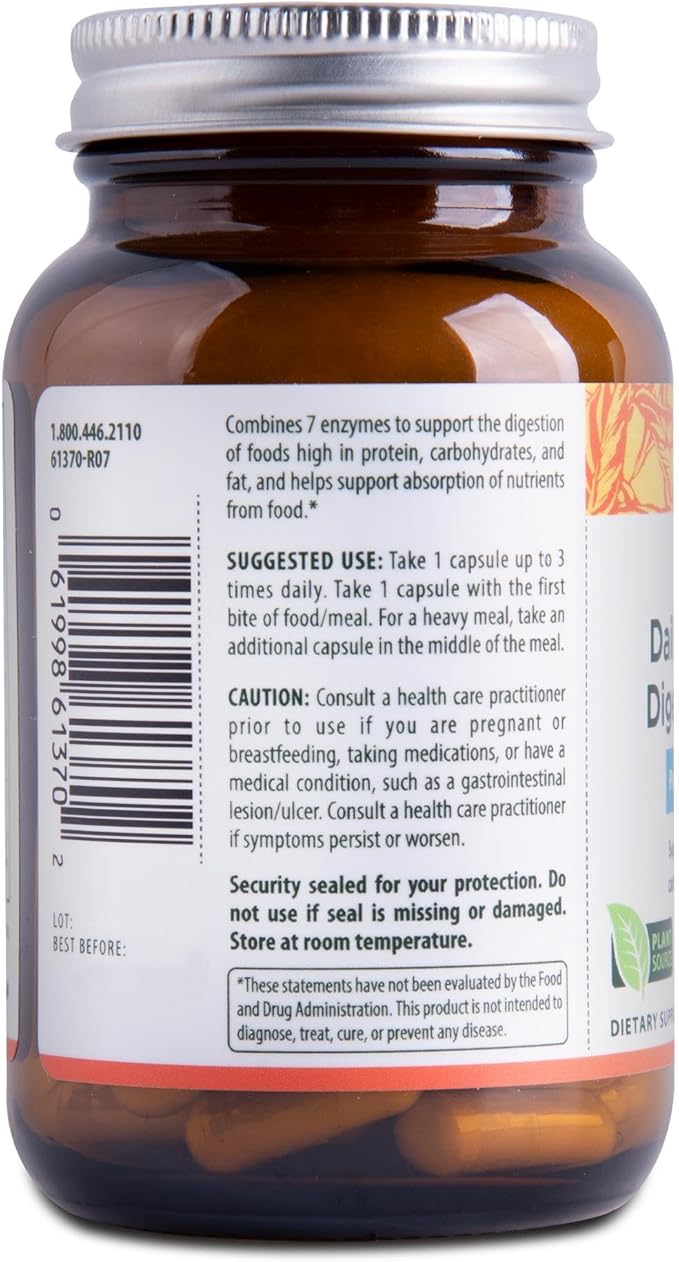 Flora Daily Maintenance Digestive Enzymes - Contains 7 Enzymes for Digestive Health Support - Aids Gas & Bloating - Non-GMO & Gluten-Free - 60 Vegetarian Capsules