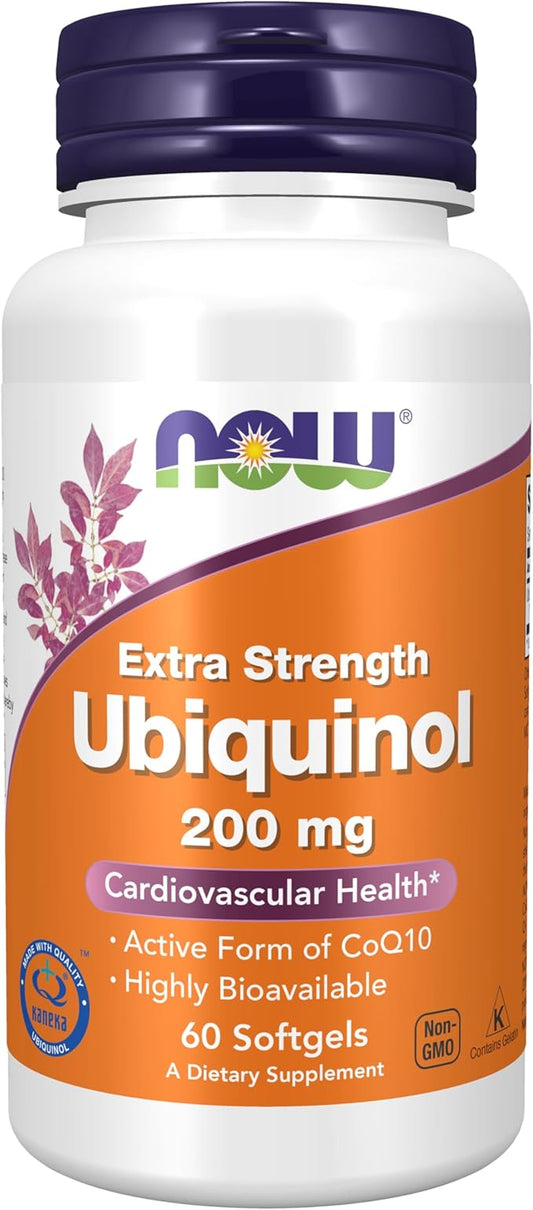 NOW Supplements, Ubiquinol 200 mg, High Bioavailability (the Active Form of CoQ10), 60 Softgels