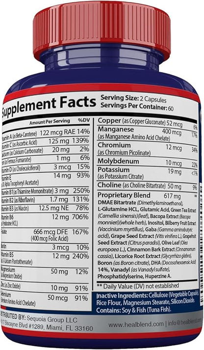 healblend Neuro Plus Brain & Focus Formula - Brain Booster Supplement, Supports Mental Clarity & Focus - Enhances Concentration & Mental Energy – 120 Capsules (2 Pack)