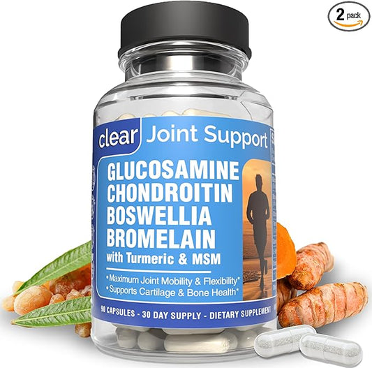 Joint Supplements for Women – Glucosamine Chondroitin MSM with Turmeric and Boswellia – Supports Bone & Joint Health, Flexibility, Mobility, Recovery & Boosts Collagen – 180 Capsules