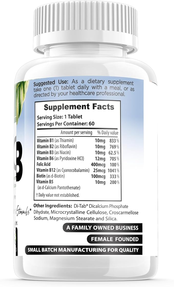 Supplements Biotin Vitamin B Complex Vitamin B12 Energy & Mood Support with Folic Acid Prenatal Postnatal B1 thiamin Supplement B2 niacin B5 B6 Supplements