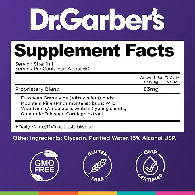 Dr. Garber's Natural Solutions Joint Health Oral Drops - Gemmotherapy Liquid Supplement for Healthy Joint Support & Function, Joint Repair, and Improved Mobility & Flexibility - 60ml