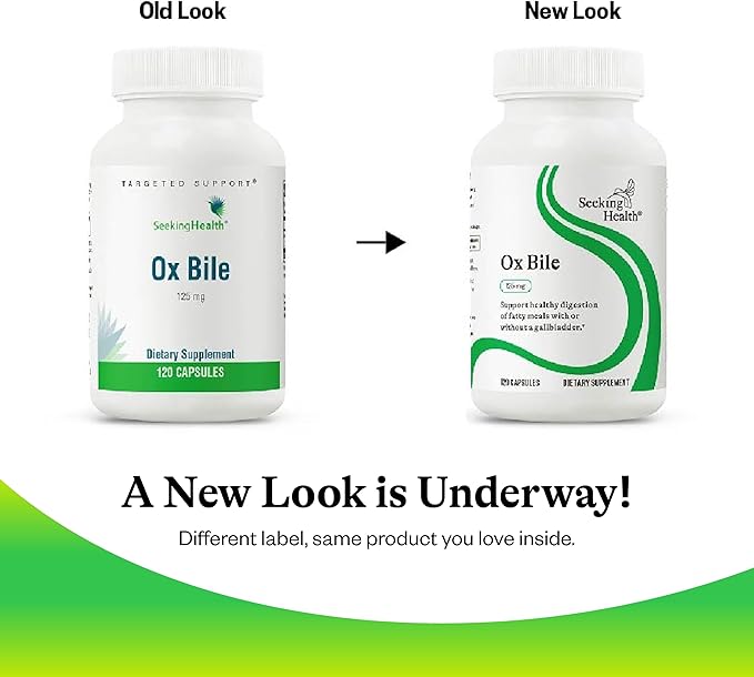Seeking Health Ox Bile, 125 mg Digestive Enzyme Supplement, Gallbladder Support, Histamine Intolerance Support, Vegetarian Capsules (120 Capsules)