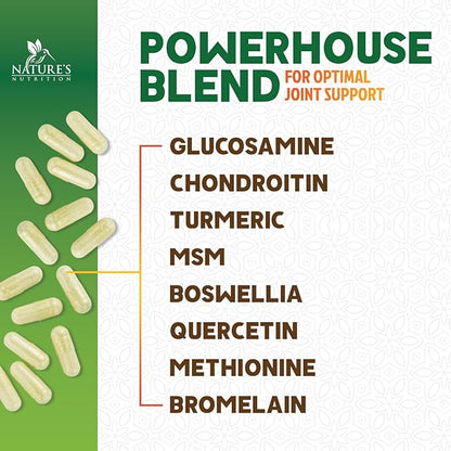 Glucosamine Chondroitin MSM 2100mg Complex - Joint Support Supplement for Joint Mobility & Comfort For Men and Women with Turmeric & Boswellia, Triple Strength Glucosamine Supplements - 120 Capsules