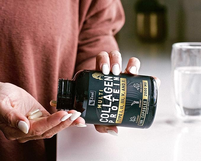 Multi Collagen Peptides Pills (Types Ⅰ,Ⅱ,Ⅲ,Ⅴ,Ⅹ) Grass Fed Collagen Pills (180 Capsules) - Hydrolysate Collagen Protein Blend for Hair, Skin, Nails, and Joint Support - Collagen Pills for Women