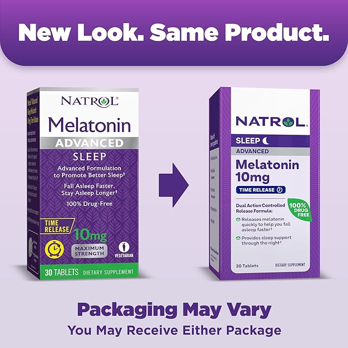Natrol Advanced Sleep Melatonin 10mg, Dietary Supplement for Restful Sleep, Time Release Melatonin Tablets, 30 Time-Release Tablets, 30 Day Supply (Pack of 12)