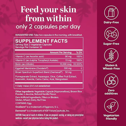 TruSkin Collagen Supplements – Vegetarian-Friendly Multi Collagen for Skin with Biotin, Vitamin C & Acai Superfood Complex – Support Natural Collagen Production, Hydrate & Brighten Skin, 60 Capsules