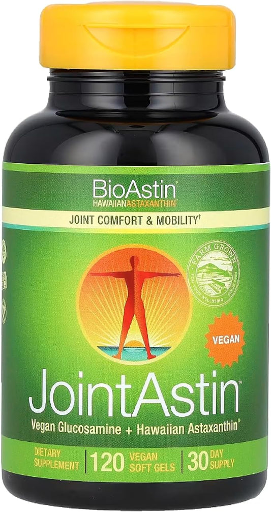 Nutrex Hawaii JointAstin - 12 mg, 120 Softgels - Joint Support Supplement with Glucosamine & BioAstin Hawaiian Astaxanthin - Farm-Direct Antioxidant Supplement Joint, Eye, Skin & Immune System Health*