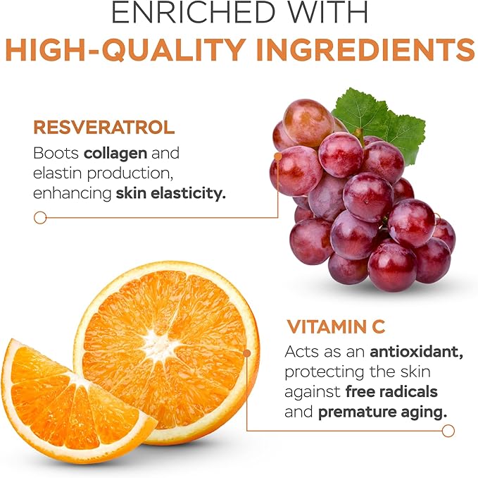 Hydrolyzed Collagen Peptides Powder with Vitamin C & Resveratrol - Hair, Skin and Nails Vitamins for Women & Men - Bone and Joint Supplement - Unflavored - 16 oz