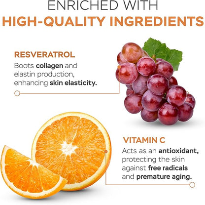 Hydrolyzed Collagen Peptides Powder with Vitamin C & Resveratrol - Hair, Skin and Nails Vitamins for Women & Men - Bone and Joint Supplement - Unflavored - 16 oz