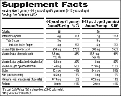 Emergen-C Kidz Immune+ Immune Support Dietary Supplements, Flavored Gummies with Vitamin C, B Vitamins and Vitamin D for Immune Support, Fun-Tastic Fruit Flavored Gummies - 44 Count