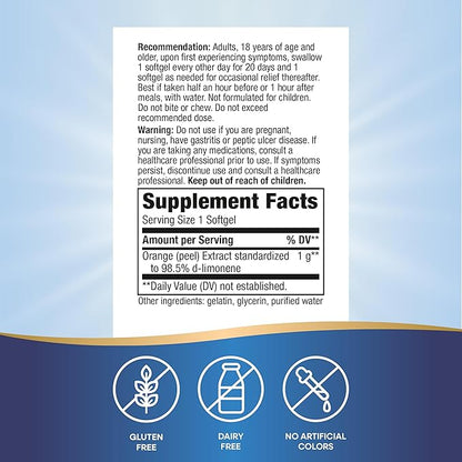 Nature's Way Heartburn Free! Orange Peel Extract Supplement, Occasional Heartburn Relief*, 10 Softgels