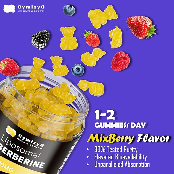12 in 1 Berberine HCL Gummies-High Bioavailability Liposomal Berberine Gummies with for Women and Men, Berberine with Ceylon Cinnamon & Vegan Supplement- AMPK Activator (90 Count)