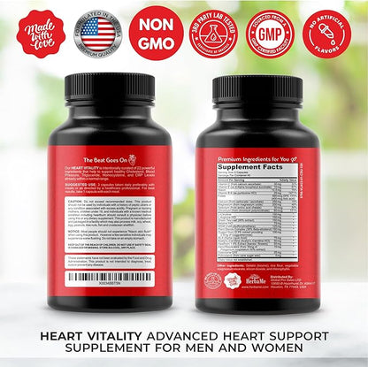 Heart Support and Blood Flow Supplement, 120 Capsules, Supports Cardiovascular Health, Healthy Cholesterol, Triglyceride, Homocysteine, CRP Levels | Boost Naturally Circulatory Function