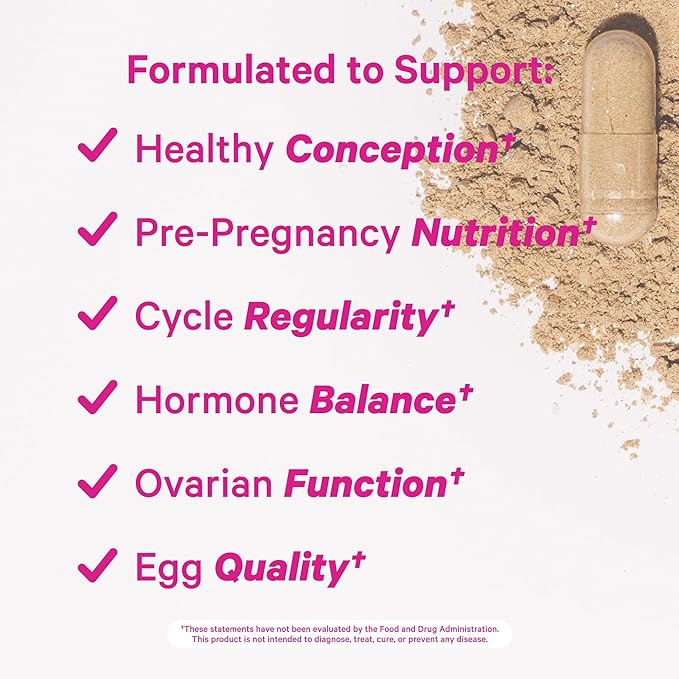 Pink Stork Fertility Supplements for Women - Prenatal Multivitamin with Ovulation, Conception, & Hormone Balance Support - 17 Vitamins & Inositol, Ashwagandha, & Vitex - 120 Capsules