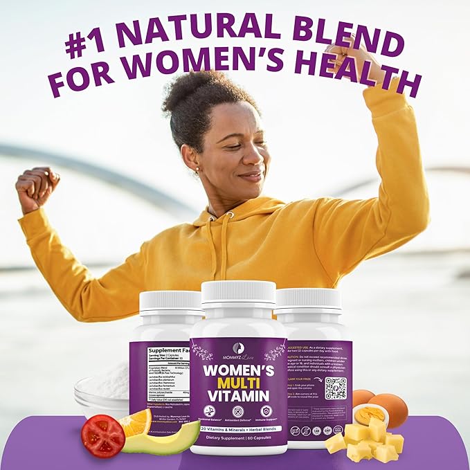 Mommyz Love Womens Multivitamin - Comprehensive Womens Daily Multivitamins for Women's Health, Energy, Focus, Mood, Hair, Skin, and Nails (60 Capsules)