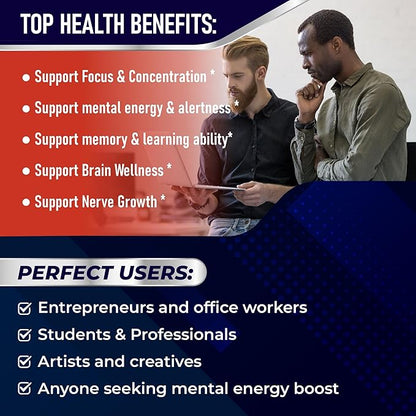 Lions Mane Supplement Capsules 40% Polysaccharides with Cordyceps, Reishi, Turkey Tail, Chaga Mushroom Complex - Caffeine-Free 18 in 1 Brain Supplement for Memory and Focus