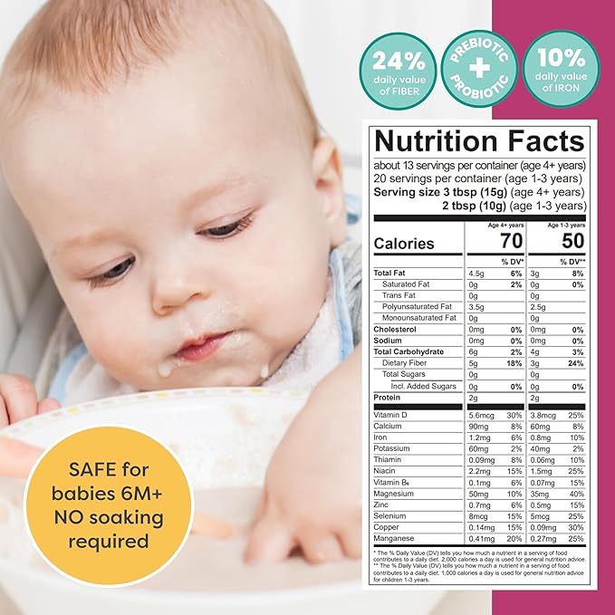 Organic Superseed Bundle - Hemp Hearts, Milled Chia Seeds and Milled Flaxseeds with VITAMIN D + PROBIOTICS Added, for 6M+ Babies Toddlers & Kids Immune & Digestive Support (7oz x 3 Pack)