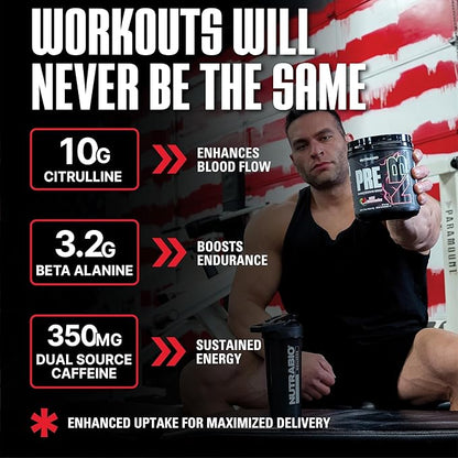 NutraBio PRE Workout Powder - New Formula- Sustained Energy, Mental Focus, Endurance - Beta Alanine, Caffeine, Electrolytes - 20 Servings - Paradise Punch