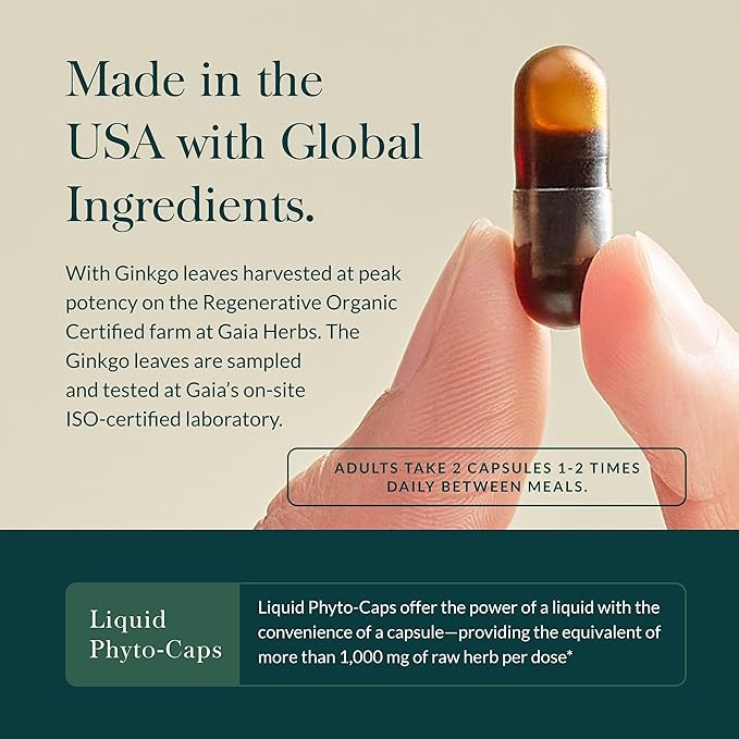 Gaia Herbs Nootropic Focus - Brain & Cognitive Support Supplement to Help Maintain Healthy Concentration* - with Saffron, Lemon Balm & Spearmint - 20 Liquid Phyto-Capsules (Up to 10-Day Supply)