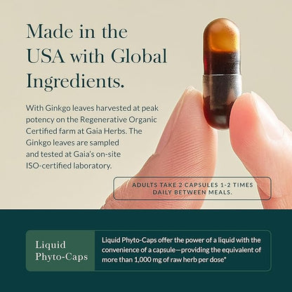 Gaia Herbs Nootropic Focus - Brain & Cognitive Support Supplement to Help Maintain Healthy Concentration* - with Saffron, Lemon Balm & Spearmint - 20 Liquid Phyto-Capsules (Up to 10-Day Supply)