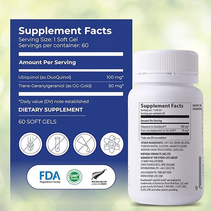 Xtendlife Xtend-Quinol 100mg CoQ10 Ubiquinol and 50mg GG (Geranylgeraniol) Supplement for CoEnzyme Q10 Production, Heart Health, Cellular Energy, and Aging Health - 4 Month Supply (Pack of 2)