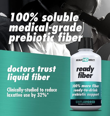HEALTH DIRECT - Ready Fiber - Prebiotic Liquid Fiber Supplement for Women, Men and Kids - 15 Fl Oz - 15-30 Servings, Unflavored - Easier Than Gummies, Powders and Pills