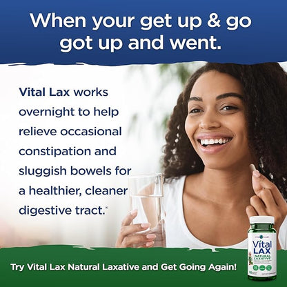 Vital Planet - Vital Lax Natural Laxative Cleanse Supplement for Occasional Constipation, with Magnesium Hydroxide, Slippery Elm, Aloe, and Triphala to Support Bowel Regularity 60 Capsules