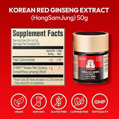 Renewed Korean Red Ginseng Extract Paste (Hong SAM JUNG) - Panax Ginseng Adaptogen Supplements - Energy Boost & Immune Support, Caffeine Free & Gluten Free (120g, 4.23 oz)