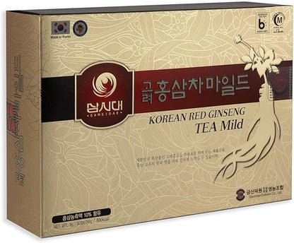 SAMSIDAE Korean Panax Red Ginseng Tea, Box of 50 Bags, Improves Blood Circulation, Intellectual Performances and Memory, stimulates Energy