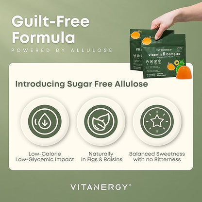 Vitamin B Complex Gummies for Women - 7 Essential Vitamins and Iron, Energy, Immune, Prenatal Support, Portable Pouch, Tropical Flavor, Made in USA, 60 Count