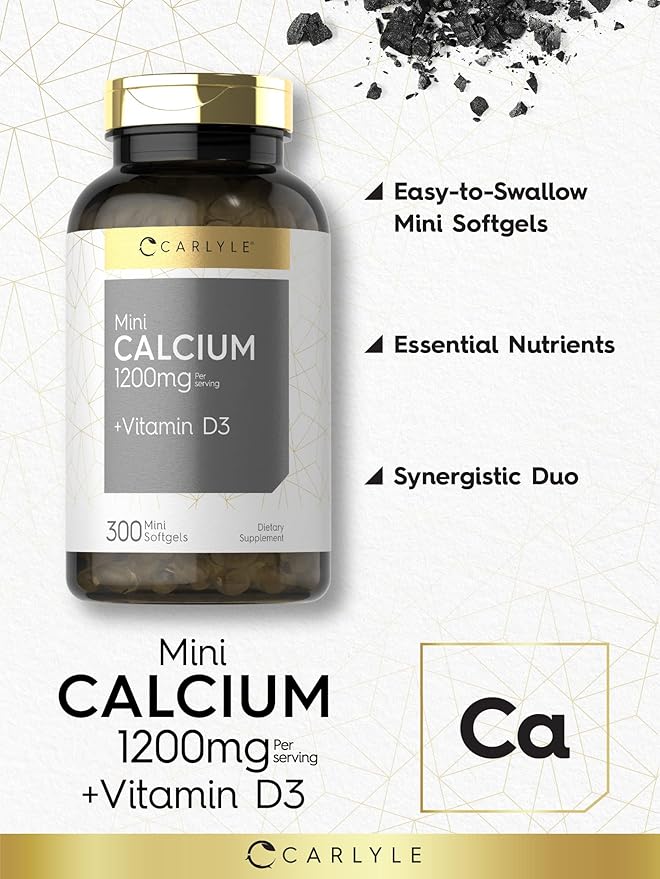 Carlyle Calcium 1200 mg with Vitamin D3 | 300 Softgels | Non-GMO and Gluten Free Supplement