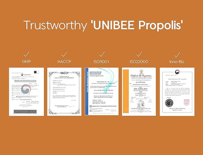UNIBEE Propolis Throat Spray (Total Flavonoids 154mg) - Sore Throat Relief, Oral Health Promotion, Natural Immune Support, Alcohol-Free & Water-Soluble Propolis