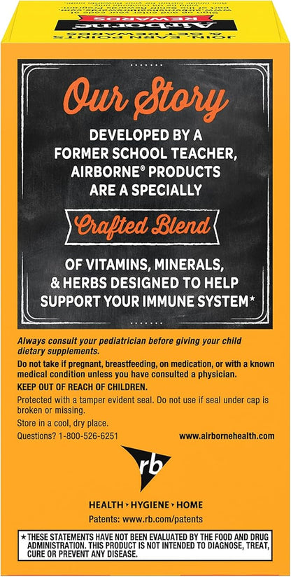 Airborne Vitamin C 1000mg (per Serving) - Citrus Chewable Tablets (96 Count in a Box), Gluten-Free Immune Support Supplement with Vitamins A C E, Zinc, Selenium, Echinacea, Ginger, Antioxidants