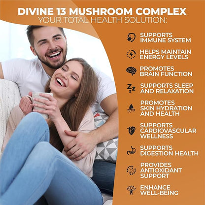 Mushroom Extract Complex with Black Pepper, Lion's Mane, Cordyceps, Turkey Tail, Chaga, Shiitake, Maitake, Nootropic Brain Supplements for Memory and Focus, Immune System Support, 90 Capsules
