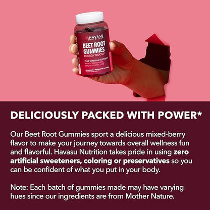 Beet Root Gummies with COQ10 & Pomegranate - Nitric Oxide Supplement for Men and Women - Beetroot for Endurance, Performance, Recovery - Vegan, Non-GMO, Gluten Free - Mixed Berry Flavor, 120 Count