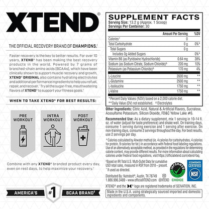 Original BCAA Powder 7g BCAA and 2.5g L-Glutamine, Sugar Free Post Workout Muscle Recovery Drink with Amino Acids for Men & Women, 30 Servings