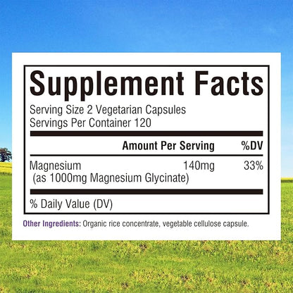 Innate Vitality Magnesium Glycinate 1000mg Per Serving | 140mg Elemental Magnesium Supplement - High Absorption, Non Buffered, Non-GMO & No Gluten - Nerve, Muscle, Bone & Heart Health - 240 Caps
