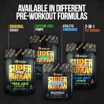 ALPHA LION Core Pre Workout w/Creatine for Performance, Beta Alanine for Muscle, Powder, L-Citrulline for Pump & Tri-Source Caffeine for Sustained Energy (30 Servings, Blue Raspberry Flavor)
