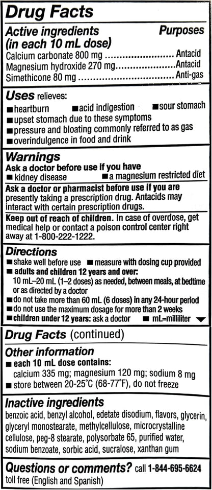 Mylanta Heartburn and Gas Relief, Liquid Antacid, Classic Flavor, 12 Fluid Ounce