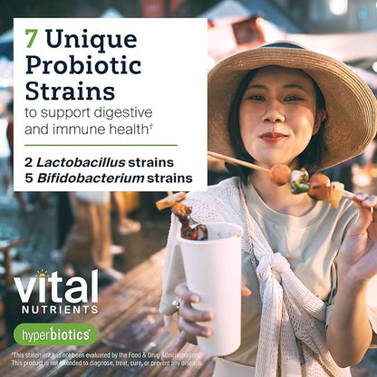 Hyperbiotics Vital Nutrients Bifidobacterium Probiotic | 7 Targeted Strains | Supports Immune and Digestive Health for Older Adults | Shelf-Stable | Vegan | 60 Tablets