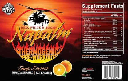 'Merica Labz Red White & Boom Napalm Thermogenic Pre-Workout with 3 Patented Ingredients, Nootropics+350mg Caffeine, 20 Servings (Tango Foxtot, 380g)