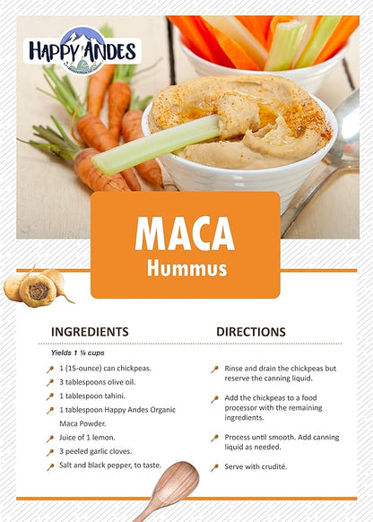 Happy Andes Organic Maca Powder Gelatinized - Premium Quality, Used to Increased Stamina & Energy, Gelatinized for Easy Digestion 16 oz, 1