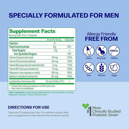 Culturelle Daily Health 8-in-1 Probiotic and Multivitamin for Men - 30 Count - Naturally-Sourced Probiotics for Digestive Health & Immune Support, with Magnesium, Vitamin D3, Vitamin C, Vitamin B12