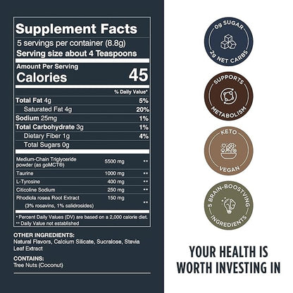 LIFESTACKS Focus Coffee Creamer for Energy & Clarity - MCT Powder + Nootropics + Adaptogens - Boost Productivity Without Jitters or Crash - Keto, Vegan, 0 Sugar - with Taurine, L-Tyrosine, Rhodiola